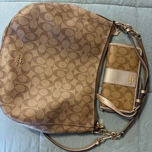 Coach Signature Shoulder Bag in Brown and Tan